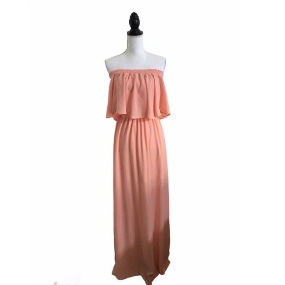 Show Me Your MuMu Hacienda Cold Shoulder Maxi Dress Rose Bud Chiffon Size Small - Picture 6 of 10